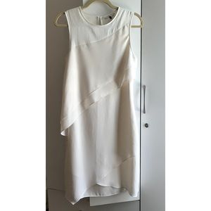 Halston heritage crepe dress cream 4